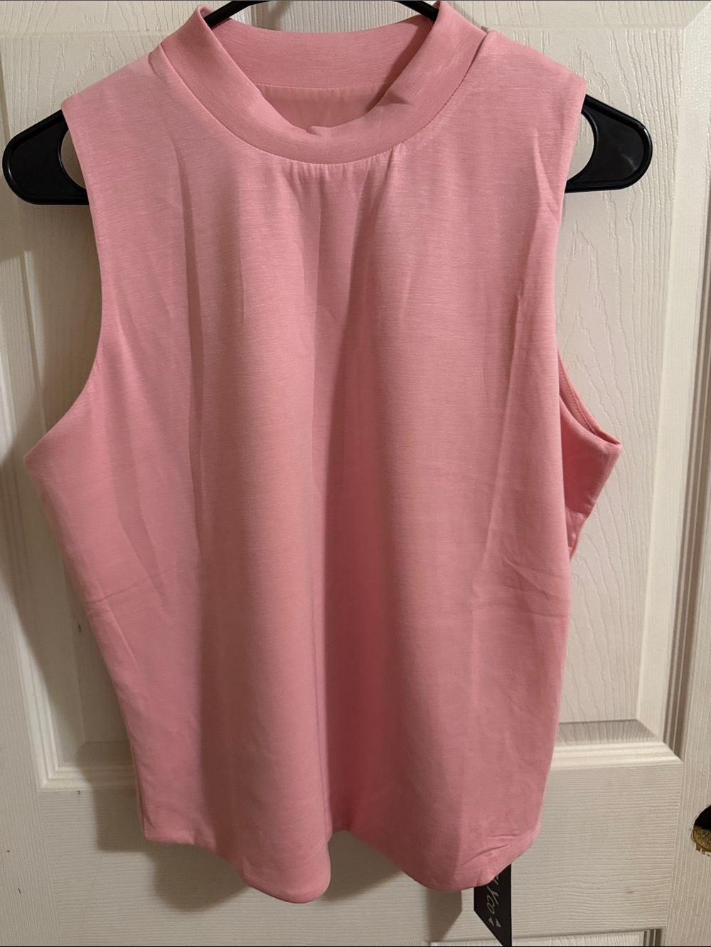 Sleeveless Mock Neck Tank Top - Pink